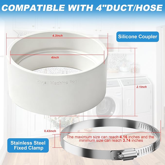 4 Inch Thickened High Temp Silicone Dryer Vent Coupler, Airtight Leak-Proof - Image 2