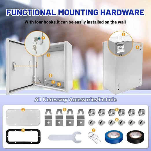 Electrical Junction Box 16x12x8, NEMA 4X IP66 Steel Enclosure Box | 1.5mm steel - Image 6