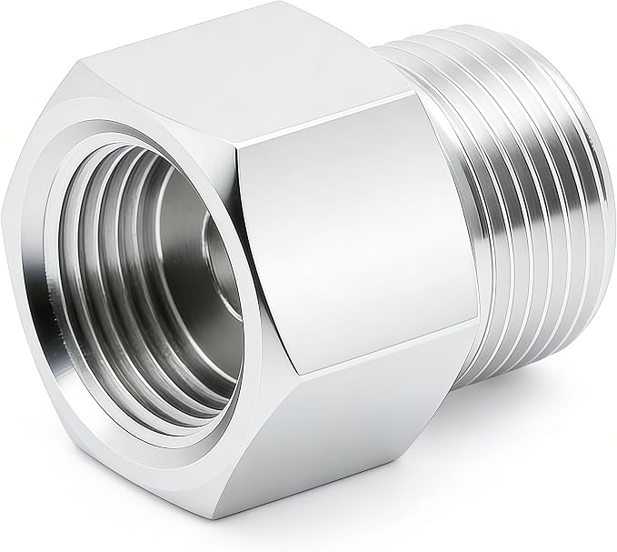 304 Stainless Steel M22*1.5 Female Thread x 1/2" NPT Male Adapter Metric - Image 5
