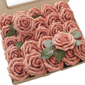 Artificial Flowers 25pcs Real Looking Dusty Pinky Cedar Foam Fake Roses by Floroom