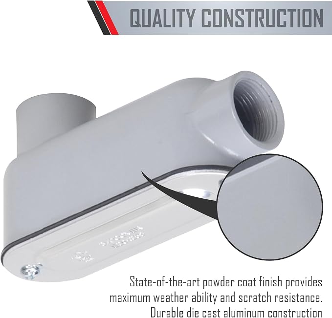 TayMac RLB400 Threaded LB Conduit Body, Die Cast Aluminum, Stamped Steel Cover - Image 5