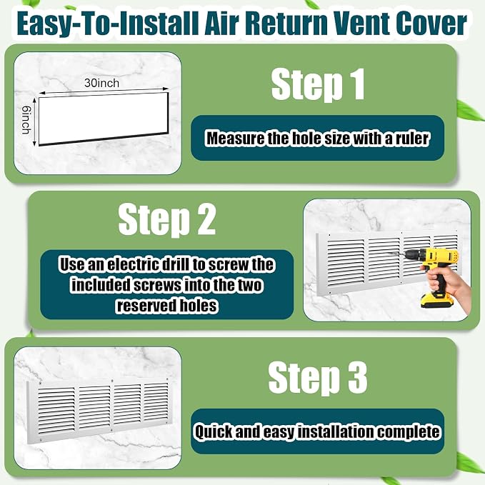 Blulu 6 Pack Fit for 30 x 6 Inch Duct Opening Return Air Vent Cover - Image 5