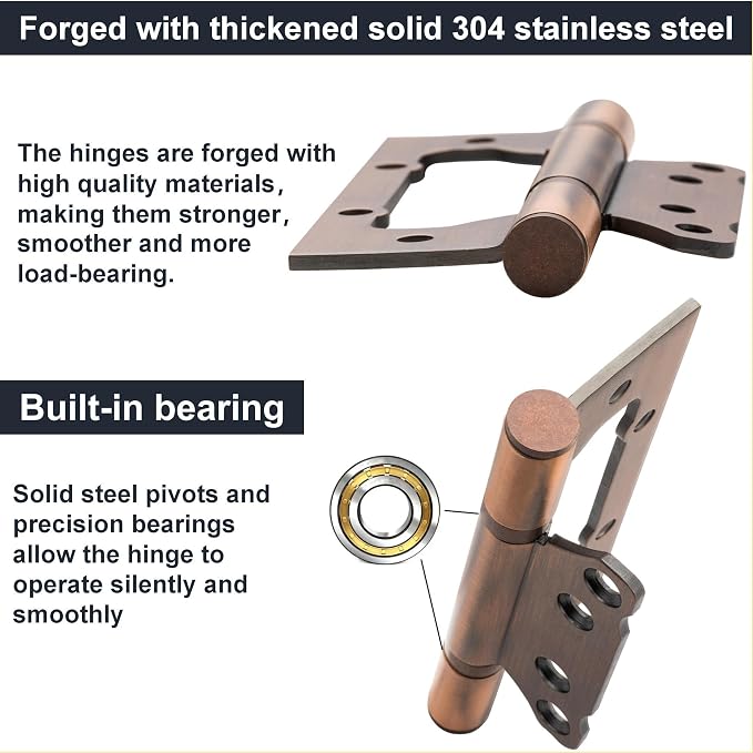 Non-Mortise Door Hinges, 5 Inch-304 Stainless Steel, Heavy Duty Door Hinges - Image 3