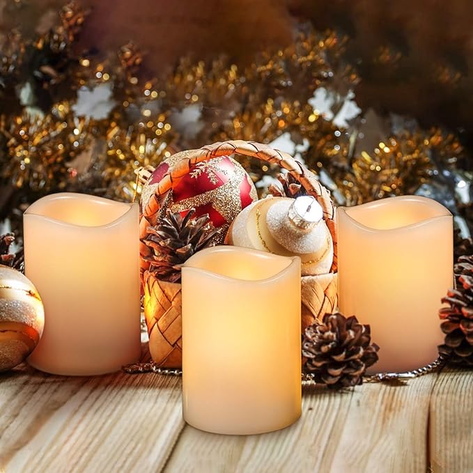 AKU TONPA Flameless Candles Battery Operated Pillar Real Wax Flickering - Image 4