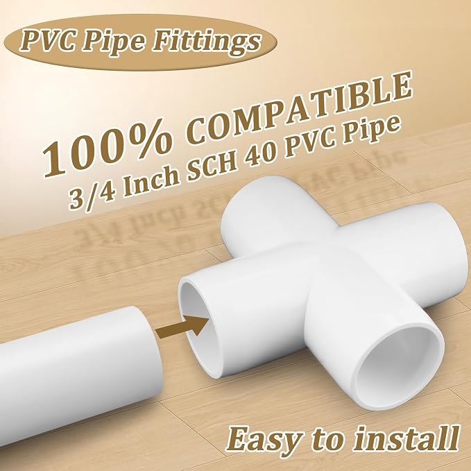 12-Pack 3/4" PVC Fittings Cross, Furniture Grade 3/4 Inch PVC Pipe Fittings 4 - Image 3