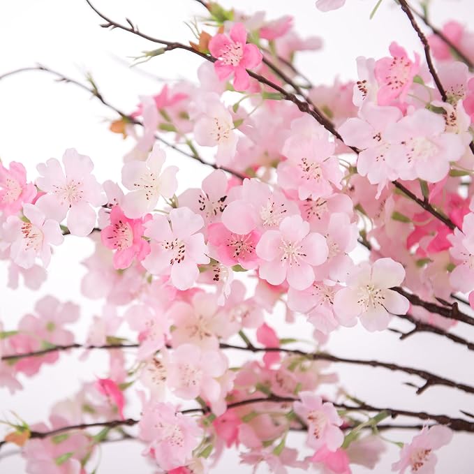 INXUGAO Artificial Cherry Blossom Branches Decor 12 PCS Fake Flowers Indoor | - Image 3