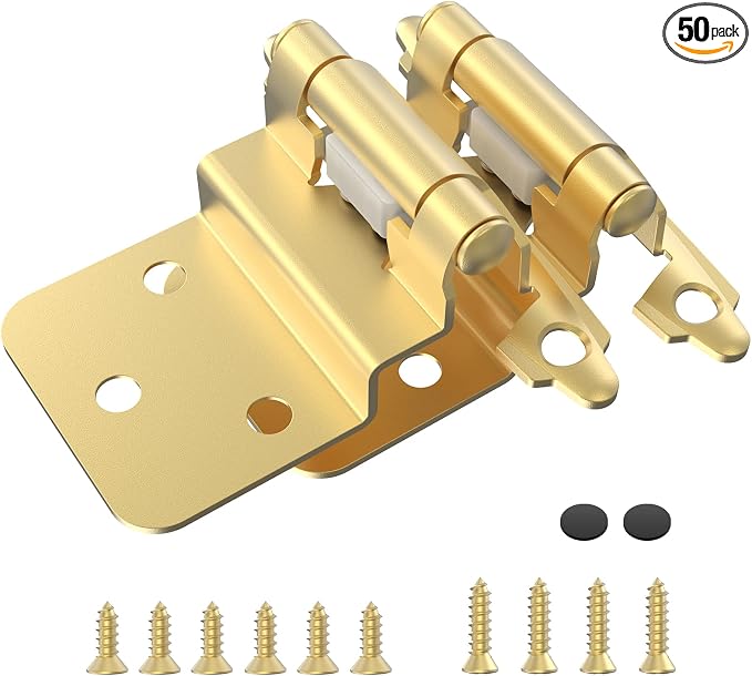 3/8 Inch Inset Cabinet Hinges, 25 Pairs Self Closing Flush Face Mount Hinges by CHIBERY-US