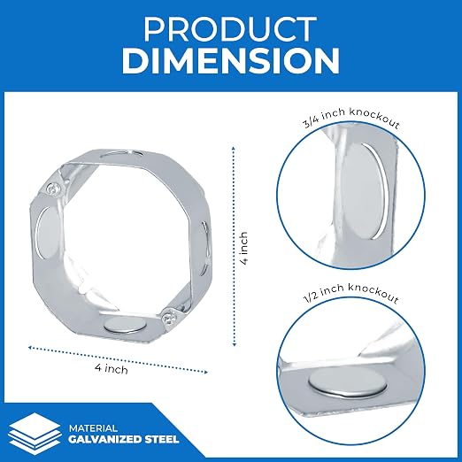 4" Square Steel Work Box Extension Rings| 1-1/2" Deep Box Ring - Image 3