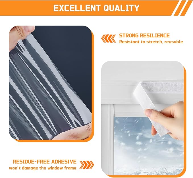 Window Insulation Kit 63 in x 10 ft Cuttable Transparent Film 180μm Thick - Image 5