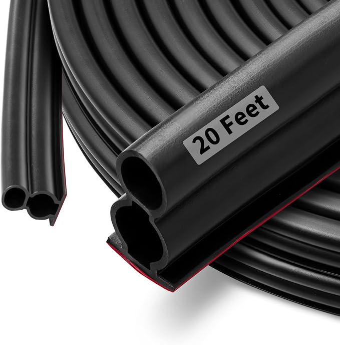 20 Feet Rubber Door Weather Stripping Door Seal Large Gap, Self-Adhesive Extra by Fingwerk