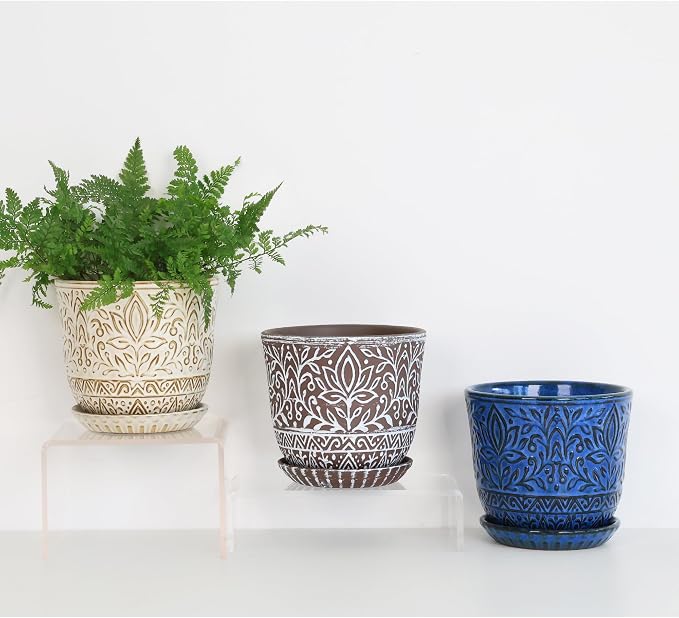 Gepege Ceramic Plant Pots, 6 Inch Indoor Planters - Image 7