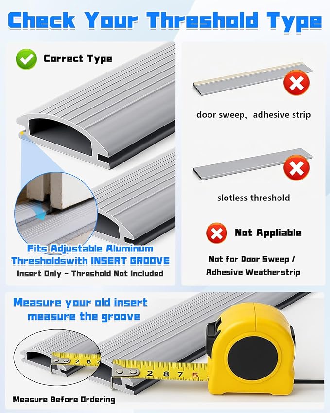 Threshold Replacement Seal Insert, 2 Pack 36" Vinyl Threshold Insert - Image 3