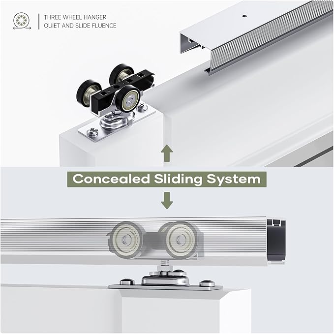 EaseLife 8FT/96in Sliding Pocket Door Hardware Kit, Commercial Grade, Aluminum - Image 5