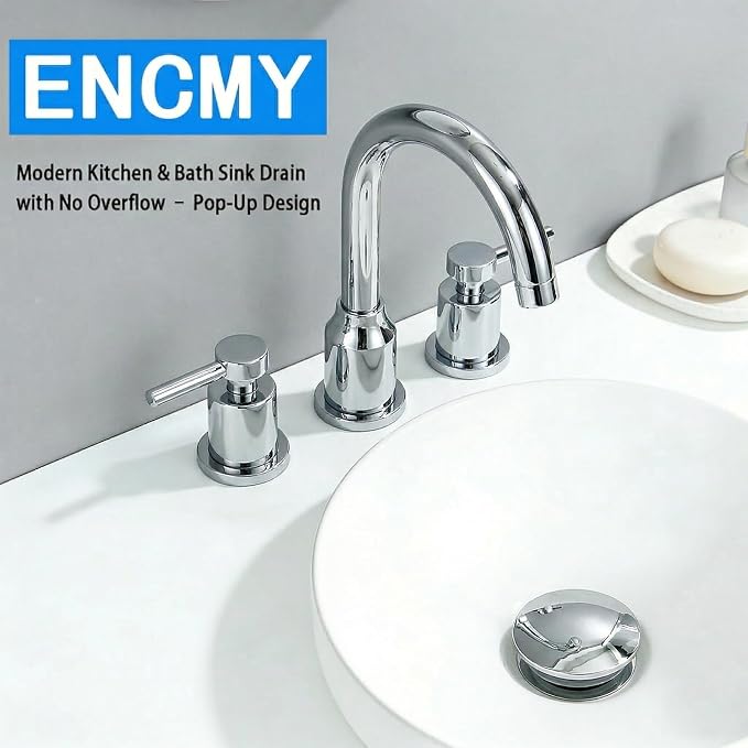 Bathroom Sink Drain Without Overflow- Chrome Pop up Drain - Image 3