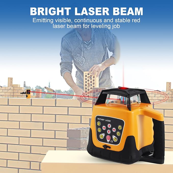 360° Self-Leveling Red Beam Rotary Laser Level Kit - Image 7