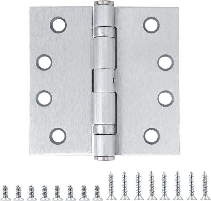 TDCHINGES Heavy Duty Door Hinges Satin Chrome 4.5 Inch x 4 1/2" Square | 1 Pack by TDCHINGES