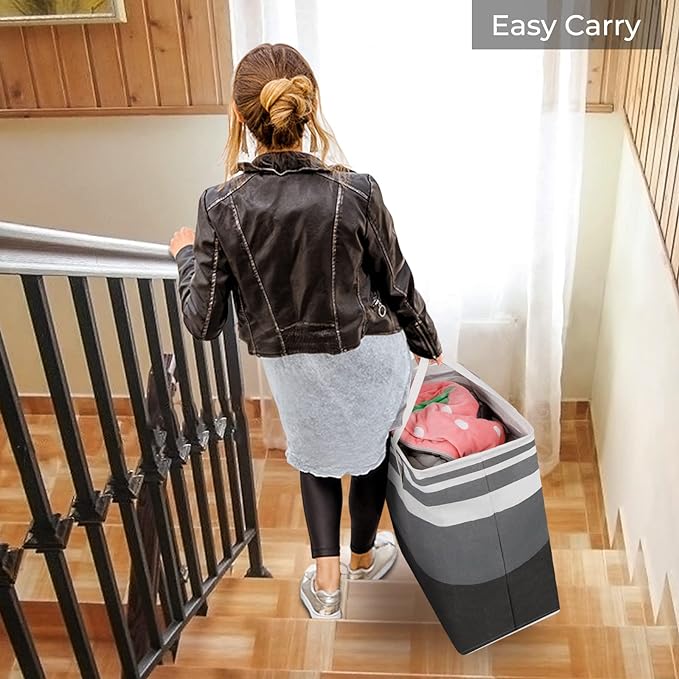HomeHacks 2-Pack Large Laundry Basket, Waterproof, Freestanding Laundry Hamper - Image 7