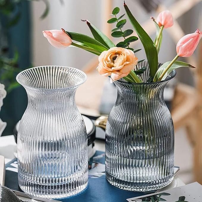 New 2026 Design Ribbed Glass Vase Wide - Image 7