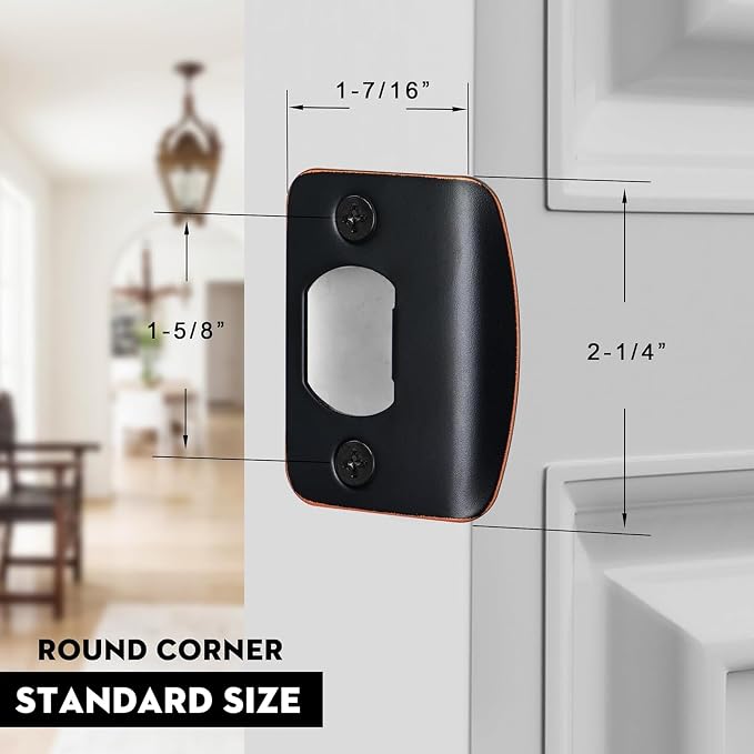 Door Strike Plate for Interior Doors, Oil Rubbed Bronze, 2 Pack | 2-1/4"x1-3/4" - Image 3