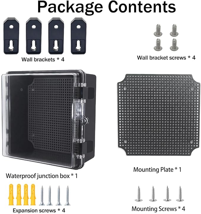 Junction Box, Hinged Black Clear Cover IP67 Waterproof ABS Project Box - Image 6