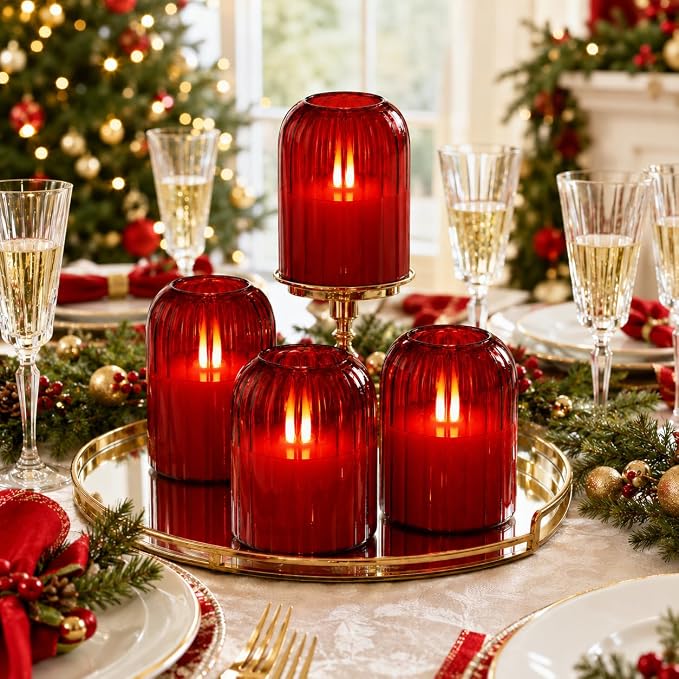 Lezonic Red LED Flameless Candles, Dancing Flickering Flame Real Wax, Home Decor - Image 8