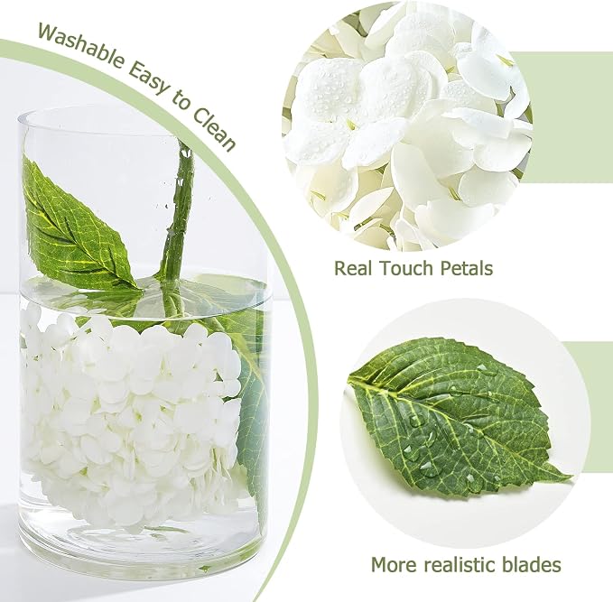 21" Real Touch White Hydrangea Artificial Flowers - Image 3