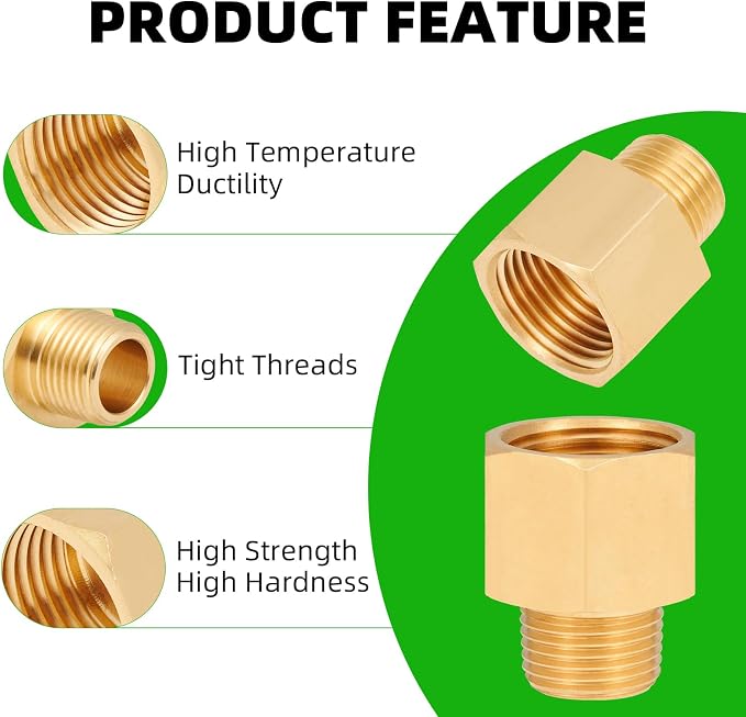 Brass Pipe Fitting, 3/8 Inch NPT Male to 1/2 Inch NPT Female Brass Pipe Hose - Image 3