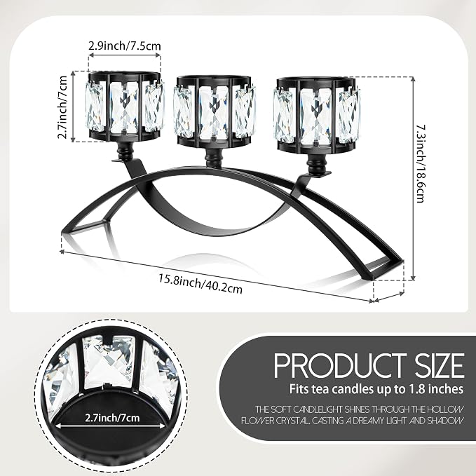 3 Arms Crystal Bowl Tealight Candelabra Votive Candle Stand, Wedding - Image 3