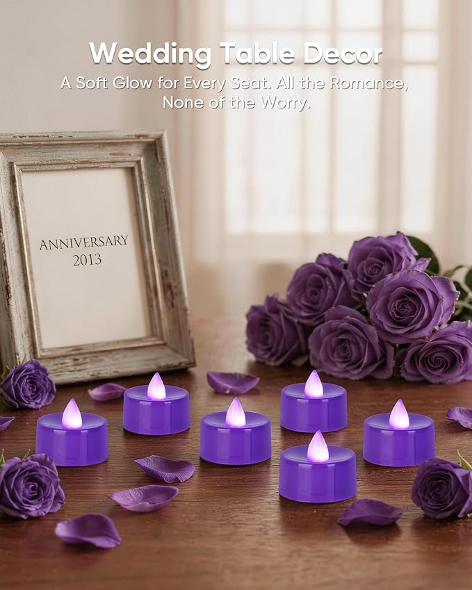 Homemory 24-Pack Purple Flameless Battery Tealight Candles, 200+ Hours | - Image 4