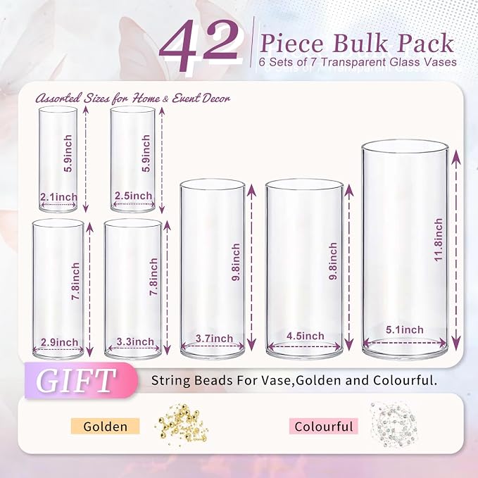 42pcs Glass Vase Cylinder Vases - Image 2