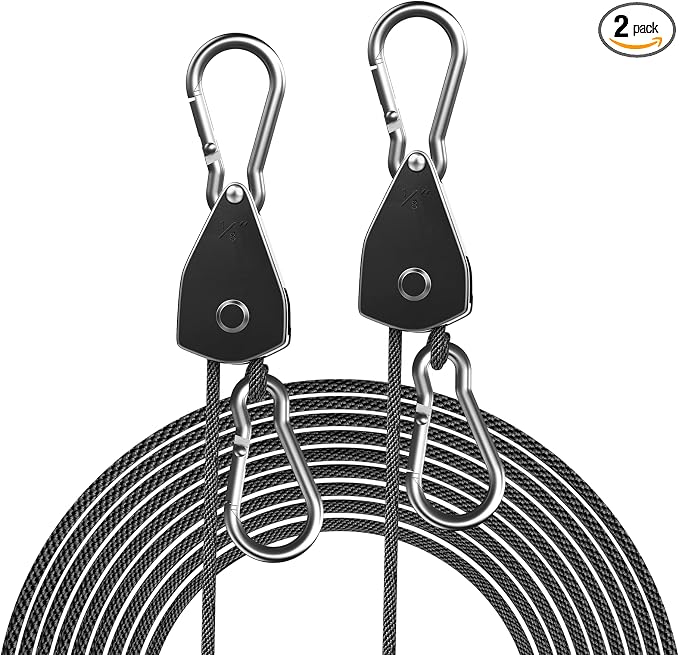 2-Pack 1/8” Rope Hanger, Heavy Duty Ratchet Tie Down Strap | Adjustable Tie-Down by STAYGROW