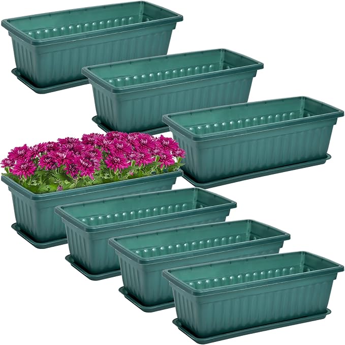 Fasmov 7 Pack 17 Inches Flower Window Box Plastic Vegetable Planters - Image 3