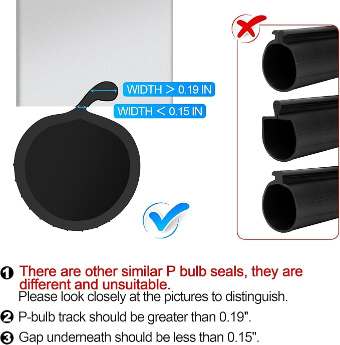8.2FT Garage Door Bottom Seal Rubber 0.19" P Bulb Bottom Garage Weather - Image 3