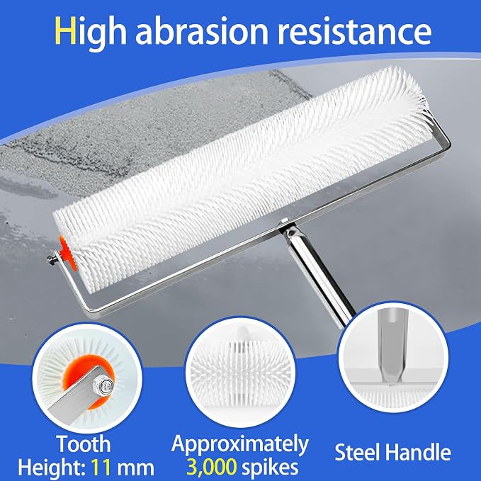 VKE Self Leveling Concrete Tools Spiked Roller, 63in Telescopic Pole | - Image 5