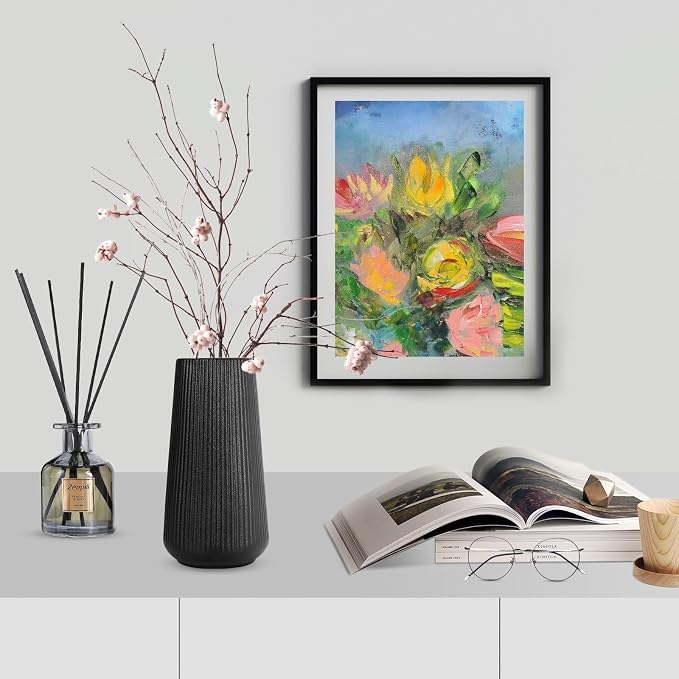 Matte Black Ceramic Vase, GUKJOB Small Cute Flower Vase - Image 2