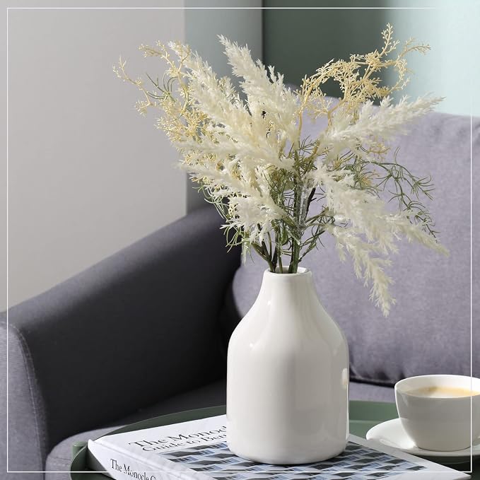 hjn Small White Vase Set of 3 for Modern Home Decor, Ceramic Vases for - Image 6