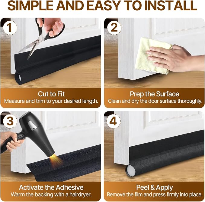 MQXIQI Door Draft Stopper 36 Inch, Single Side Self-Adhesive Door Seal Strip - Image 7