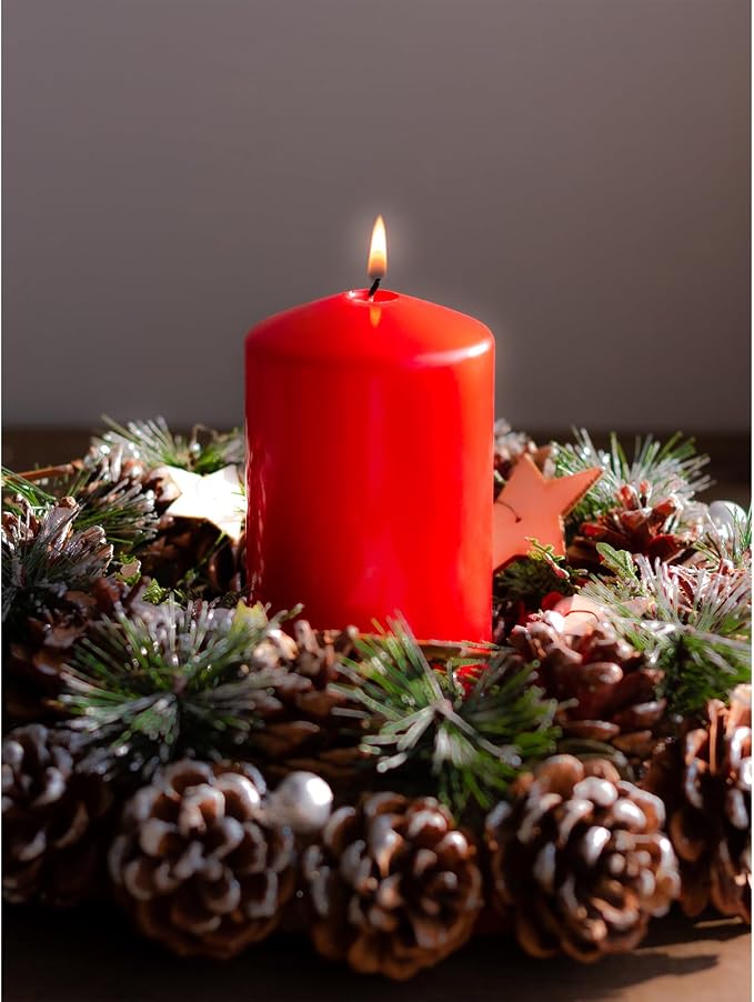 3x6 Inch Red Pillar Candles Set of 3 - Image 5