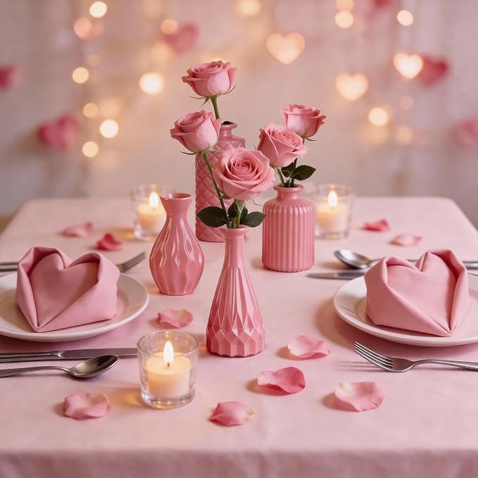 UPBUD Baby Pink Glass Bud Vases Set of 12, Mini Vase - Image 5
