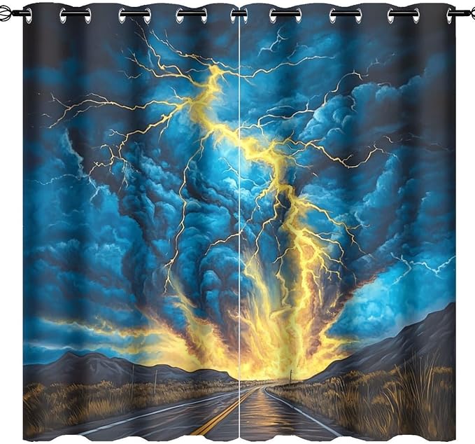 Fantasy Lightning Road Blackout Curtains by StyleYourHomeLoveYourSpace