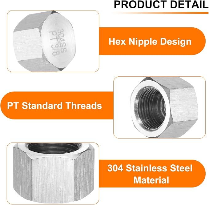 uxcell 4pcs Hex End Cap 304 Stainless Steel Nut - Image 3