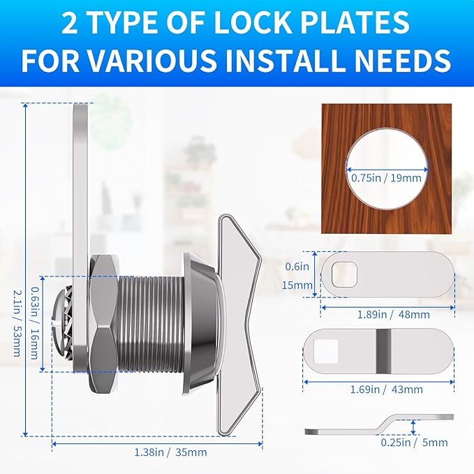 BEBOBLY 5/8 Inch Thumb Operated Offset Cam Lock, Cabinet Mailbox Drawer Latch - Image 3