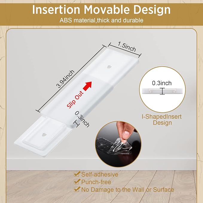 6 Pcs Power Strip Holder Self Adhesive Power Strip Wall Mounted Protector Punch - Image 2