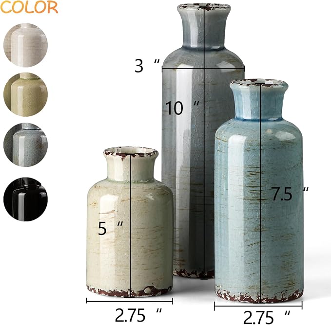 CwlwGO- Ceramic Vase Set of 3, Small Flower Vases - Image 2