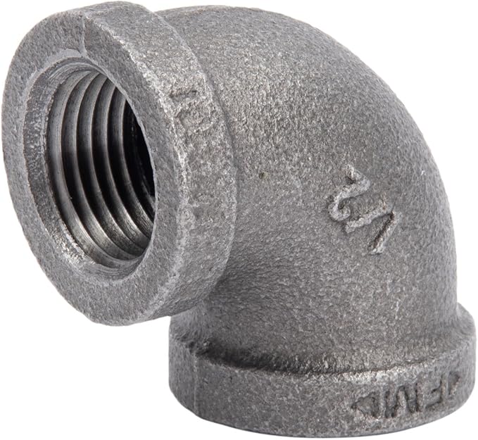 Authentic Malleable Iron 90 Degree Black 1/2" Elbow Ten Pack by Pipe Decor - Image 5