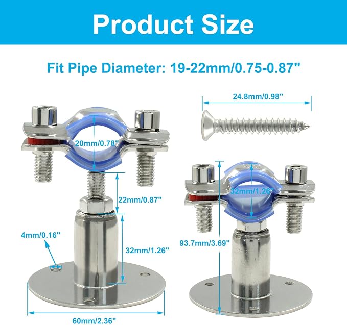 2PCS Wall Mount Ceiling Mount Pipe, - Image 2
