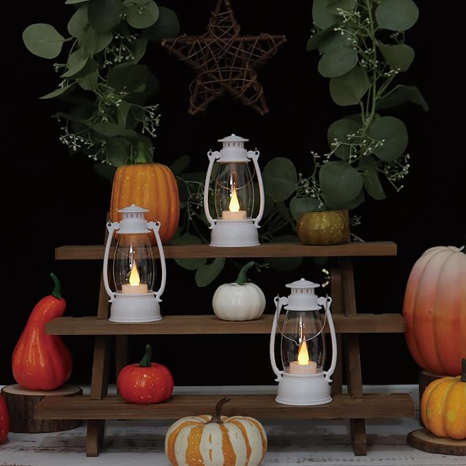 12Pcs Mini White Lanterns for Western Halloween Christmas – 6Inch Candle - Image 6