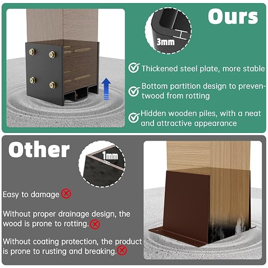 4x4 Post Base, Concealed Fastener Concrete Post Anchor, Elevated Post Base | - Image 3