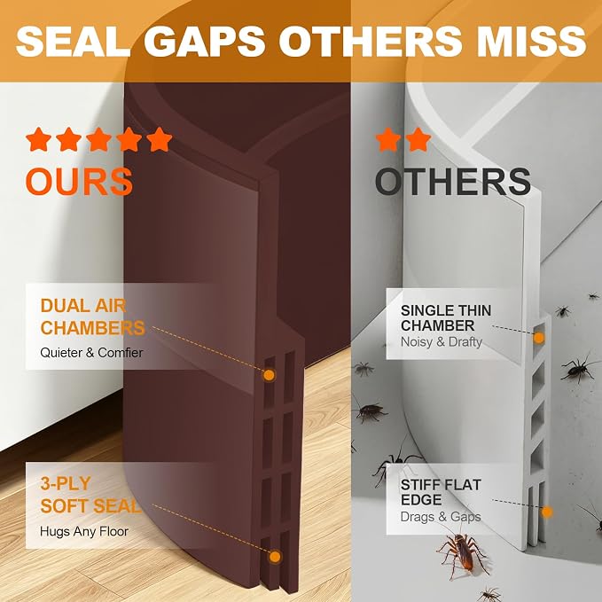 Door Draft Stopper, Strong Adhesive, Blocks Draft, Dust & Light | 78'' Length - Image 3