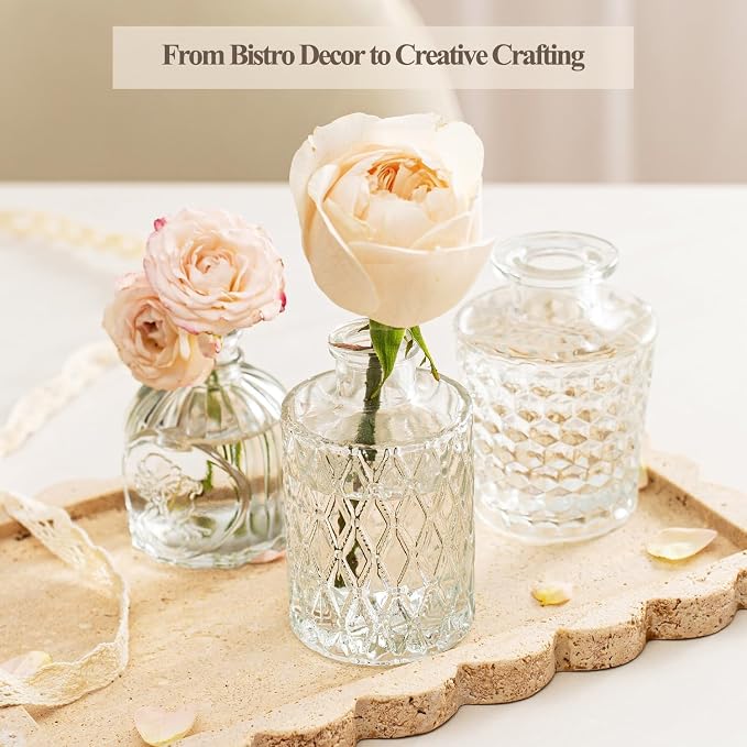 Clear Glass Bud Vase Set of 24 Pcs, Small Bud Vases in Bulk, Glass Crystal - Image 3